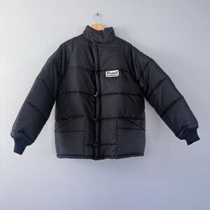 VTG K-Brand 90s Pickell Construction Co Black Nylon Puffer Jacket L Workwear